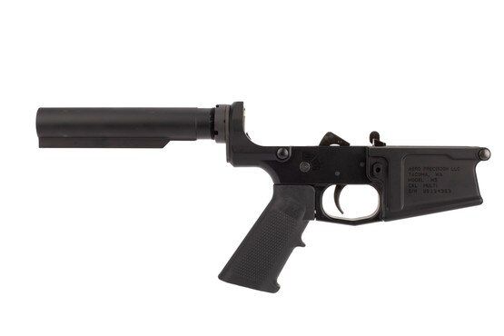 Aero Precision M5 AR308 Complete Lower Receiver features a black hardcoat anodized finish